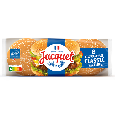 Pain burger rond nature JACQUET x6 - 330g