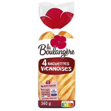 Pain Baguettes viennoises nature LA BOULANGERE - x4 - 340g