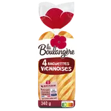 Pain Baguettes viennoises nature LA BOULANGERE - x4 - 340g