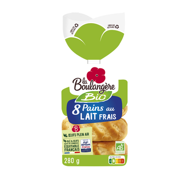 8 pains au lait BIO LA BOULANGERE, 280gr