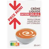 Crème liquide entière UHT 30%mg PRIX MINI - 20cl