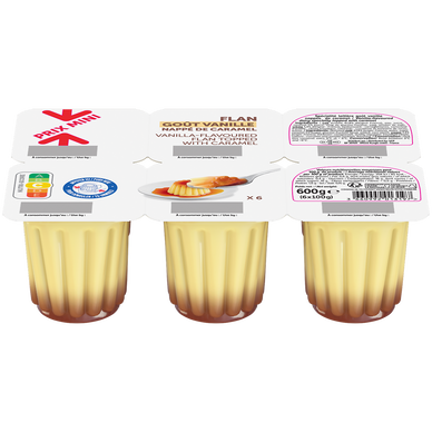 Flan saveur vanille nappé caramel PRIX MINI - 6x100g