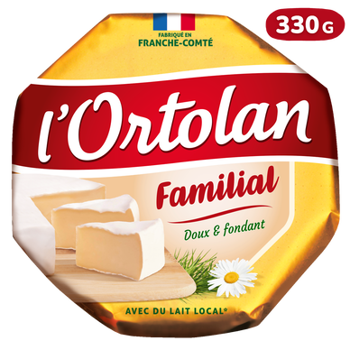Fromage au lait pasteurisé L'Ortolan  28%MG FROMAGERIE MILLERET 330g