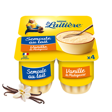 Semoule au lait Vanille LA LAITIERE - 4 pots de 115g 460g