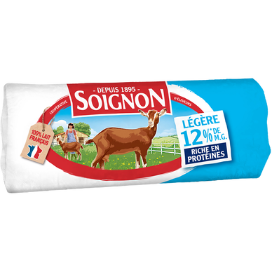Fromage bûche de chèvre légère 12%MG riche en protéines SOIGNON - 150g