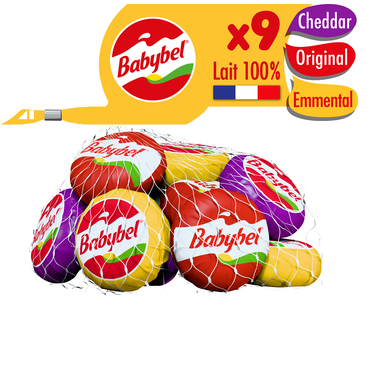 Fromage Goûter Enfant MINI BABYBEL Mix Cheddar Emmental & Original - 9portions 180g