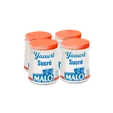 Yaourt nature sucré, MALO, pot, carton, 4x125g