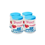 Yaourt au lait entier arômatisé framboise, MALO, 4x125g