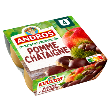 Dessert fruitier Pomme Chataîgne ANDROS - 4 pots de 100g