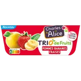 Compote Trio fruits pommes bananes fraises CHARLES & ALICE 4x100g