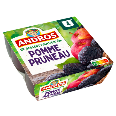 Dessert fruitier Pomme Pruneau ANDROS - 4 pots de 100g