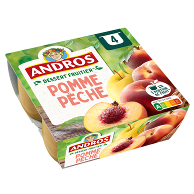 Dessert fruitier de pommes et de pêche ANDROS 4x100g soit 400g