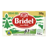 Beurre demi-sel à teneur reduite matière grasse 60%MG BRIDEL, plaquette 250g
