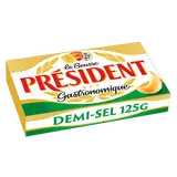 Beurre 1/2 sel PRESIDENT, 80% de MG, plaquette de 125g
