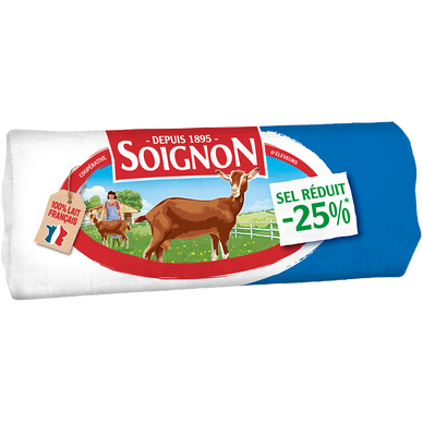 Fromage bûche de chèvre réduite en sel -25% SOIGNON - 180g