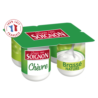 Yaourts brassés au lait de chèvre nature SOIGNON - 4 pots de 110g