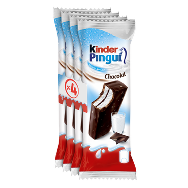 Génoise chocolat noir fourr.lait cacao KINDER PINGUI x4 120g