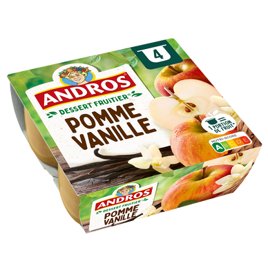 Compote Pomme Vanille ANDROS  -  4 pots de 100g
