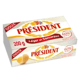 Beurre doux à teneur réduite en matière grasse 60%MG PRESIDENT plaquette200g