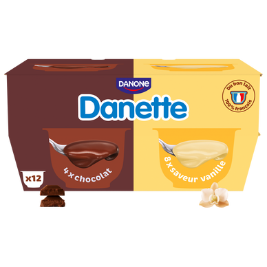 Crème dessert chocolat vanille DANETTE 12x115g