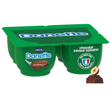 Crème dessert au chocolat saveur noisette DANETTE 4x125g