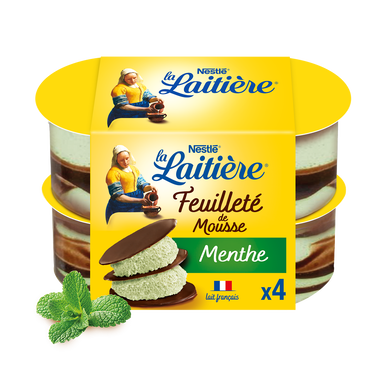 Mousse menthe feuilleté de mousse LA LAITIERE - 4x57g