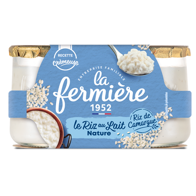 Riz au lait nature LA FERMIERE - 2 pots de 160g