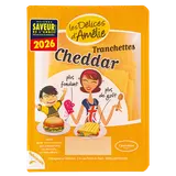 Cheddar au lait pasteurisé en tranches LES DELICES D'AMELIE, 34% de MG, 200g