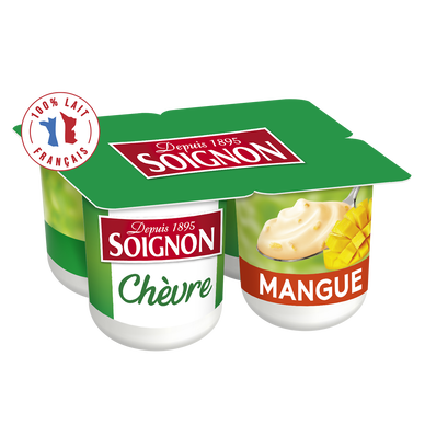 Yaourt brassé au lait de chèvre et mangue 4X125G Soignon