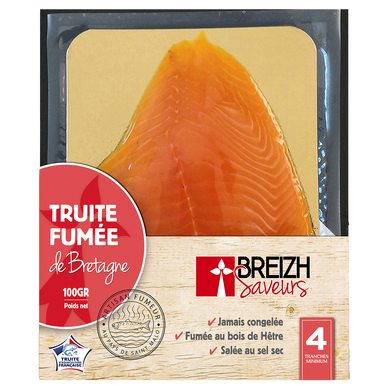 Truite de Bretagne fumée BREIZH SAV.4tranches 100g pack recyclable