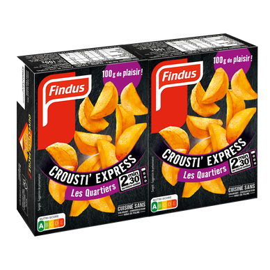 Frites quartier crousti express FINDUS, 2x100g, micro-ondes