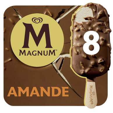Glace en bâtonnet à la vanille et aux amandes MAGNUM x8 soit 600g