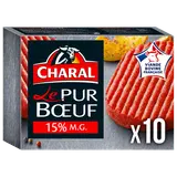 Steaks hachés pur boeuf 15% MG CHARAL, 10X100g (1kg)