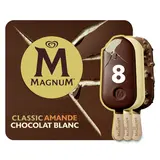 Bâtonnets glacés MAGNUM classic almond white chocolat - x8 - 572g