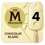 Bâtonnets glacés à la vanille, enrobage au chocolat blanc MAGNUM x4 soit 294g