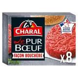 Steaks hachés pur boeuf Facon Bouchère CHARAL, 8x100g (800g)