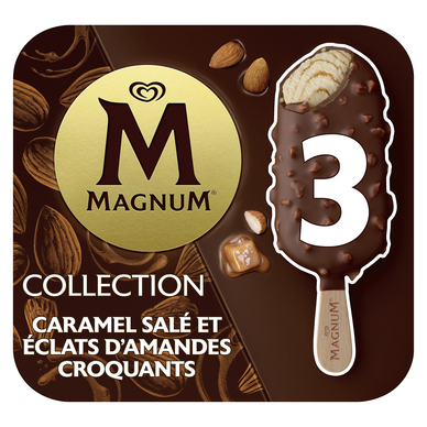 Magnum Glace Bâtonnet Caramel Salé & Amandes Caramélisées 3x90ml
