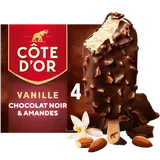 Bâtonnets glacés Vanille Noir Amandes COTE D'OR x4 260g