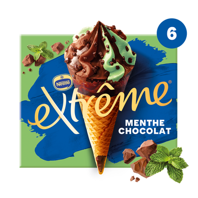 Cônes glacés menthe chocolat EXTREME x6 426g