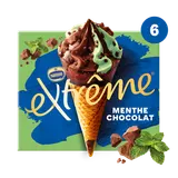 Cônes glacés menthe chocolat EXTREME x6 426g