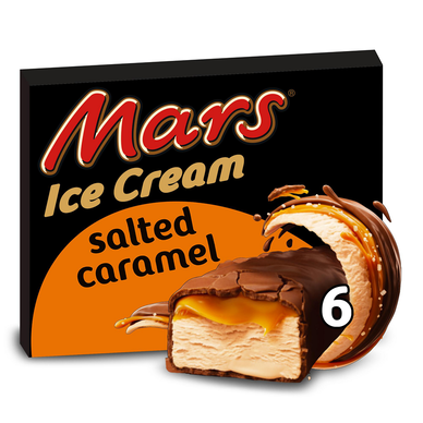 Glace barres chocolat caramel beurre salé MARS, x6 224g