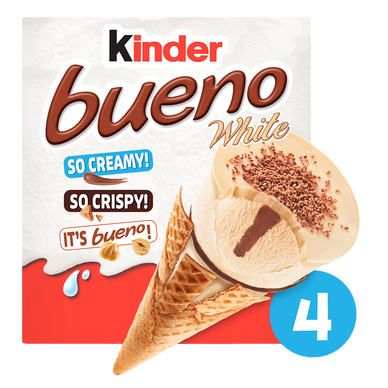 Cônes glacés KINDER BUENO WHITE x4 248g