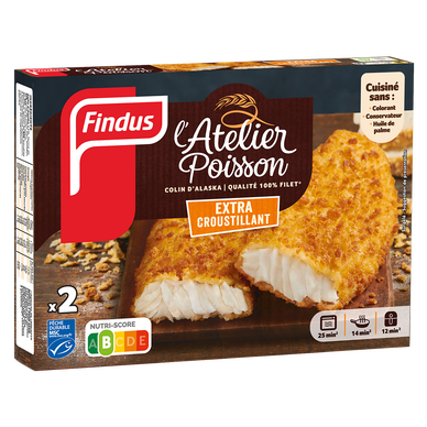 Filets panés colin FINDUS, 2x125g