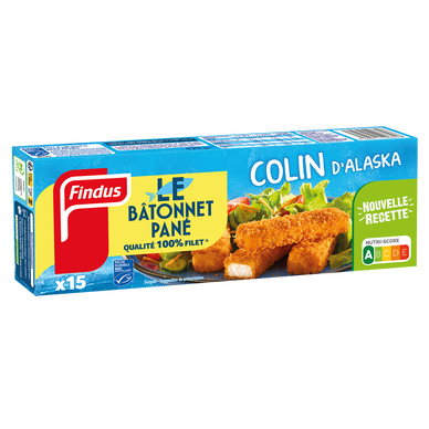 Bâtonnets colin d'Alaska FINDUS, x15 bâtonnets -420g