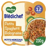 BLEDINA BLEDICHEF - Plat bébé du midi Spaghetti à la bolognaise, dès 12 mois - 230g - Repas bébé