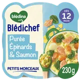 BLEDINA BLEDICHEF - Plat bébé Purée épinards et saumon Pacifique, dès12 mois - 230g