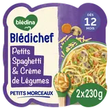 BLEDINA BLEDICHEF - Spaghetti et crème de légumes, dès 12 mois - 2x230g - Repas bébé