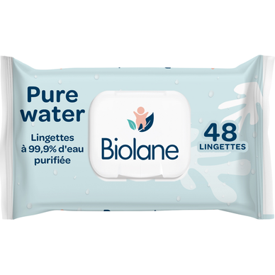 Lingettes 99,9% d'eau BIOLANE x48