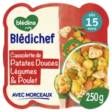 BLEDINA BLEDICHEF - Plat bébé légumes patates douces poulet, dès 15 mois - 250g - Repas bébé