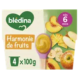 BLEDINA - Harmonie de fruits, de 6 à 12 mois - 4x100g